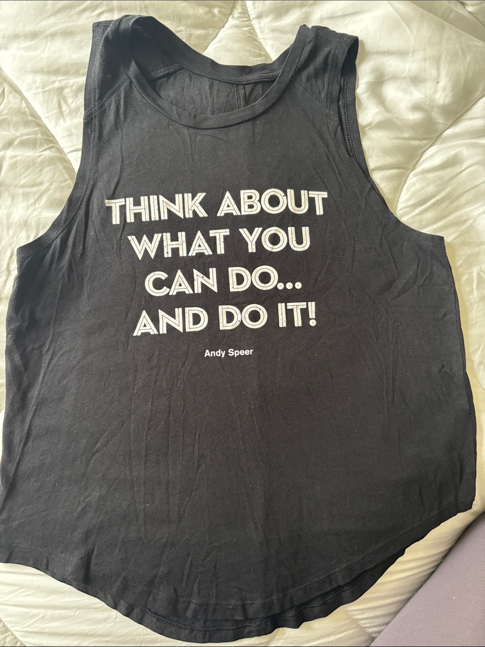 Peloton Black Graphic Tank Top with White Text